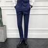 Мужские костюмы весна осень умные повседневные мужские мужские брюки жидкости для бизнеса жених платья с черно -серого синего пиджака мужская одежда мужская одежда