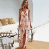 Casual Dresses Womens Summer Boho Maxi Long Dress Evening Party Beach Dresses Sundress Floral Halter Dress Summer 2022 G230311