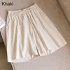 Shorts pour femmes été coton ligne femmes taille haute ample jambe large pour genou longueur droite décontracté pantalon court