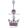 Navel Bell Button Rings D0706 Crown Purple Color Belly Ring Drop Delivery Jewelry Body Dhgarden Dhaln