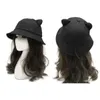 Wide Brim Hats Cute for CAT Ear Tail Cartoon Fisherman Hat Sweet Basin Student Hat for Girl Foldable Fisherman Travel Bucket Hat All-ma P230311