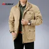 Herrjackor stor storlek M-6xl Spring Autumn Men's Military Casual Style 100% Cotton Khaki Loose Mid-Längd Jacket Coat Man Black Jackets 230311