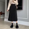 Skirts Spring Chiffon Harajuku High-waisted Pleated Skirt Women Women's Long Woolen Fashion Loose Black A-line