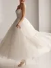 Elegant A-Line Wedding Dress 2023 Sweetheart Spaghetti Strap Ankle Length Dot Tulle Bride Gowns Vestidos De Noiva Plus Size New Boho