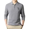 Polos pour hommes Mens Casual Business Revers Shirt Haute Qualité Brodé À Manches Longues Tshirt Hommes Vêtements 230311