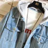Мужская куртка с капюшоном джинсовая куртка мужская хип -хоп джинсы рубашка ретро джинсовая куртка уличная ка простой бомбардировщик верхняя одежда 230311