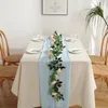 Chiffon Table Runner wedding party table cloth with silk ribbon for wedding decoration
