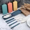 Dinnerware Sets Portable 4pcs Cutlery Set Folding Chopsticks Knife Fork Spoon Detachable Eco-Friendly Utensil Box Kitchen Supplies
