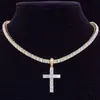 Pendant Necklaces Men Women Hip Hop Cross Necklace With 4Mm Zircon Tennis Chain Iced Out Bling Hiphop Jewelry Fashion Gift Ab