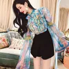 Women's Blouses & Shirts Vintage Lace Woman 2023 Print Stitching Elegant Long Sleeve Pretty And Chic Chiffon TopWomen's