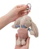 Mignon pantalon de transport lapin porte-clés pendentif lapin à longues oreilles en peluche poupée mini saisir poupée en peluche pendentif