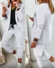 Zweiteilige Hosen für Damen, lässige Anzugteile für Frauen, schlichtes modisches Set, Herbst, weiblich, Umlegekragen, einreihiger, solider Blazer und 230310