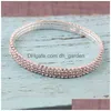 Anklets försäljningsdansare showgirl stretch fot armband 3 rad rhinestone sier pläterade droppleverans smycken dhgarden dhjgm