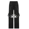 Women's Pants Gothic Dark Black Women High Waist Punk Print Hip Hop Bottoms Girls 2023 Baggy Wide Leg Trousers Korean Streetwear