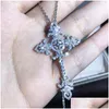 Jewelry Fashion Mens Luxury Cross Necklace Hip Hop Sier White Diamond Gemstones Iced Out Pendant Women Necklaces Drop Delivery Weddi Dhr0U