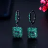 Boucles d'oreilles 2023 luxe brillant rouge vert couleur Rectangle pour les femmes anniversaire cadeau de noël bijoux de mariage en gros