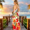 Casual jurken mode Boheemse bloemen lange jurk vrouw maxi jurk sexy diep v-neck print strand achterloze jurken voor vrouwen 2021 zomer zonsondergang g230311