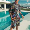 Men Mustuits Summer Streetwear الأزياء غير الرسمية لأعلى شورتات 2PIECE مجموعات 3D المطبوعة الملابس شاطئ 230311