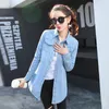 Damesblouses herfst 2023 vrouwen lange jeans shirt mode slanke fundamentele mouw denim blouse dame casual onregelmatige zoom knop camisas