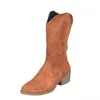 Сапоги женские западные сапоги осенние винтажные длинные трубки Knight Boot Женская вышивка высокая каблука