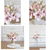 Fleurs décoratives Couronnes Superelevation Ladylike Fleur Artificielle Rose Blanc Magnolia Qualité Américaine D Dh5Vi