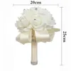 1 Uds. Marfil nueva decoración de boda para dama de honor flores de espuma ramo de rosas de novia satén blanco ramo de boda romántico barato 242j
