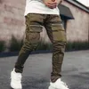 Men's Pants Street Fashion Solid Color Overalls Gym Jogging Bodybuilding Slim Casual Multipocket Zipper Sports 230311