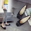 SURET BUTS FLATS Buty damskie moda motyla kwadratowy palec paleniskowy balet skórzany duży rozmiar 43 płytki mokasyna damskie czarny niebieski 230311