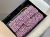 خريف Tweed Fashion Classic Double Flap Bags Matelasse Chain Cross Body Counter الشهيرة المصمم الكلاسيكي الفاخر المصمم على محفظة مبطن