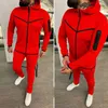 Men's Tracksuits Spring Men's Zipper Hoodie Coat Long Pants 2pc Set High Quality Casual Sweatpants Outfit Fashion Solid Slim Men