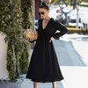 Casual Dresses Casual Polka-Dot Woman Dress Women Boho Loose Long Sleeve Midi Dress Spring Elegant Ladies V Neck Long Dresses Vintage Sundress G230311