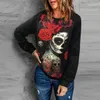 Kvinnors blusar 2023 Kvinnor Autumn Winter Fashion Halloween Tryckt Pullover Round Neck Long Sleeve Blus Shirt Tröja Tops