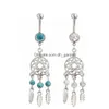 Navel Bell Button Rings D0432 Dream Catcher Belly Ring Mix Colors Drop Leverans smycken Body Dhgarden DHL8I