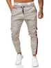 Pantaloni da uomo Pantaloni autunnali Uomo Banda laterale stampata Pantaloni sportivi a griglia in twill Fitness Streetwear Casual Sport Jogging Dritto S3XL 230310