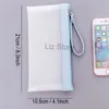 School Students Pencil Bags Boys Girls Transparent Cosmetic Bag Frosted Clear Zipper Pen Case Handhold Stationery Storage Bags TH0852