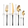 Dinnerware Sets Black Gold Cutlery Set Stainless Steel 4 Kitchen Utensils Forks Knives Spoons Matte Travel Drop