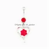 Navel Bell Button Rings D0538 Cross Pink Color Belly Ring Drop Delivery Jewelry Body Dhgarden Dhsti