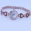 Orologi da polso Moda Cuore Gioielli Bracciale Donna Donna Orologio da polso analogico in acciaio inossidabile O34 Per regali