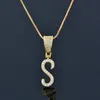 Naszyjniki wiszące początkowe litera sześcienna cyrkon alfabet stal nierdzewna zawieszki złota biżuteria dla kobiet urodziny xl322 ssppendant