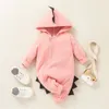 Rompers ZAFILLE 100% Cotton born Baby Clothes Solid Hooded Zipper Jumpsuit Rompers Toddler born Boy Girl Cartoon Dinosaur Costume 230311