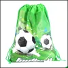 Hediye sargısı 12pcs/lot futbol teması sırt çantası mutlu yıllar partisi dokunmamış kumaşlar futbol topu dstring hediyeler çanta bebek duş mochila dhptx