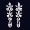 Dingle örhängen KSRA 2023 Luxury Long Vine Zircon for Women Minimalist Wedding Romantic Bridal Jewelry Prom Accessories