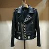 Women's Jackets 1pcs Short PU Leather Coat 2023 Autumn Fashion Faux Fur Hole Splicing Zipper Ladies Skinny Locomotive Small Coats 230310