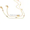 Anklets Desinger Beach Sandals Heart Style Sier Gold Colors Dancer Foot Jewelry Drop Delivery DHGARDEN DH6TJ