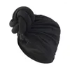 Ethnic Clothing Satin Lining Knotted Flower African Turban Cap Women's Head Wraps Pre-Tied Bonnet Female Auto Geles Party Headgear Top