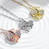 Fashion jewelry Four clover pendant necklace diamond Gold rose silver Diamond Open Heart Necklace for women party love folding creative collarbone chain