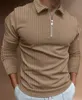 Polos pour hommes S5XL décontracté automne à manches longues polos homme Zip t-shirt hauts rue Golf vêtements vêtements pour 230311