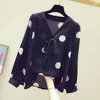 Kvinnors blusar Casual Long Sleeve Polka Dot Shirts Women V-ringning Baggy Tops 2023 Ladies Party Female Blusa Femininas T767