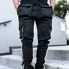 Pantalones de hombre primavera otoño marca gimnasio para hombre Joggers Cargo Multi-Bolsillo reflejan deportes rectos Fitness Casual Hip Hop pantalones de chándal