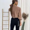 Dames blouses dames herfst vaste kleur met lange mouwen shirt met één borste valszak valse pocket los camisa feminina chemise femme